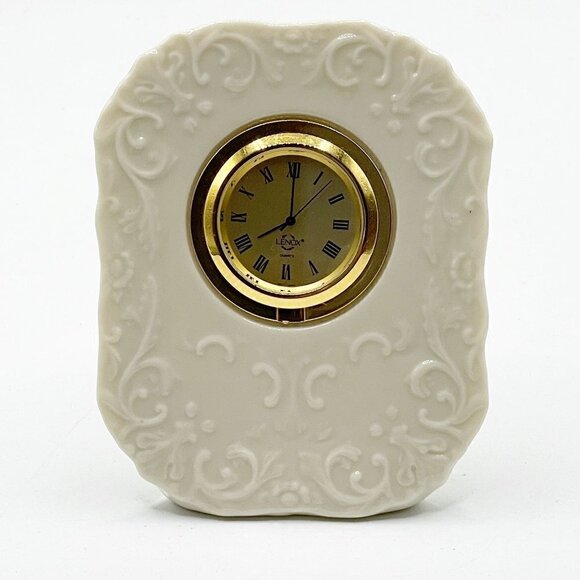 NWT Lenox Georgian Creamware Quartz Mantle Nightstand New Battery Clock - Picture 1 of 6